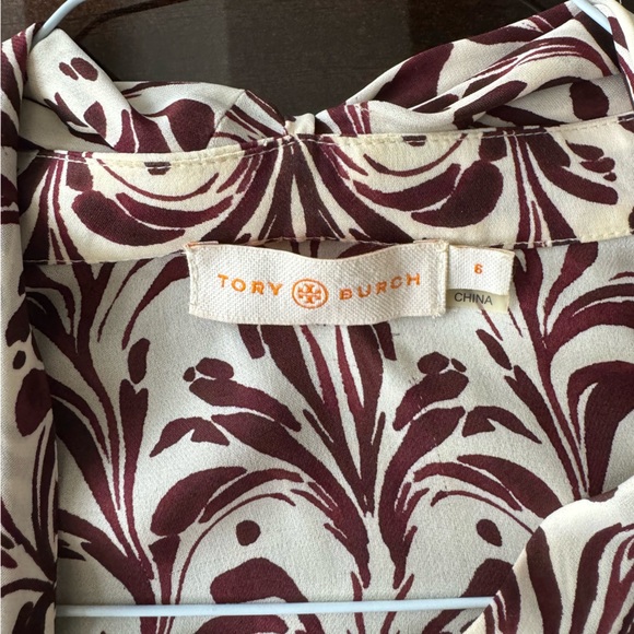 Tory Burch Brushstroke Tie Neck 100% Silk Blouse - Picture 2 of 6